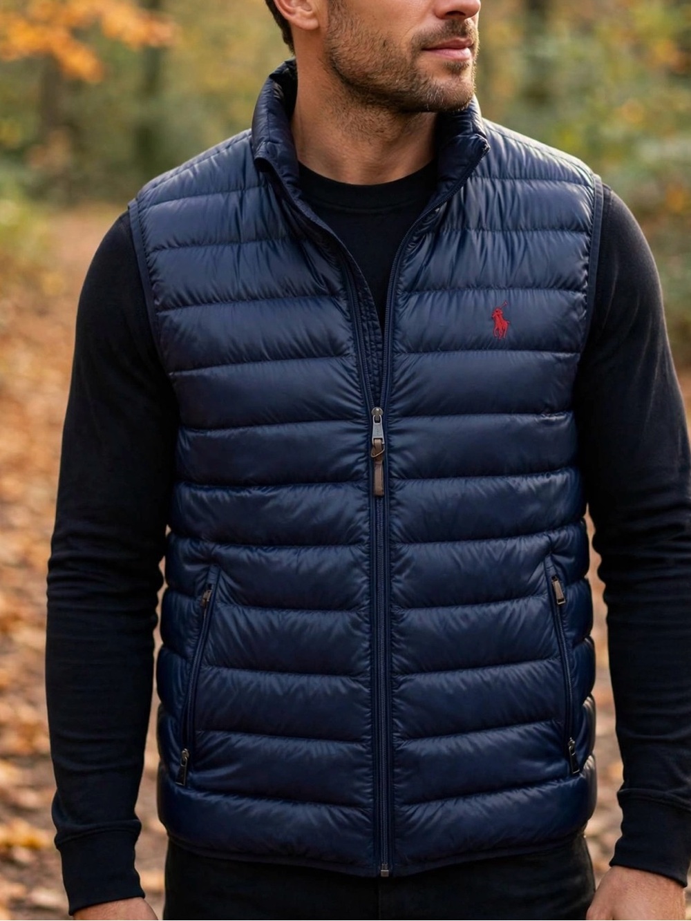 Polo by Ralph Lauren Navy Quilted Puffer Vest with Red Logo
